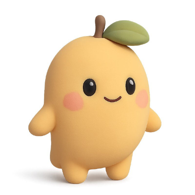 A 3D-rendered digital image of an adorable cartoon [character], designed in a soft, minimalist style. The character features smooth rounded shapes, a plump and simplified body, glossy black eyes, small limbs, and rosy cheeks. Rendered in Cinema4D + Redshift quality, with soft diffused lighting and no hard shadows. Background is transparent. Colors are pastel and balanced, enhancing a cute, calm, and playful vibe. Texture is matte and plush-like, with subtle shading to give gentle depth. Use front or ¾ angle. One variation only.A 3D-rendered digital image of an adorable cartoon [character], designed in a soft, minimalist style. The character features smooth rounded shapes, a plump and simplified body, glossy black eyes, small limbs, and rosy cheeks. Rendered in Cinema4D + Redshift quality, with soft diffused lighting and no hard shadows. Background is transparent. Colors are pastel and balanced, enhancing a cute, calm, and playful vibe. Texture is matte and plush-like, with subtle shading to give gentle depth. Use front or ¾ angle. One variation only.